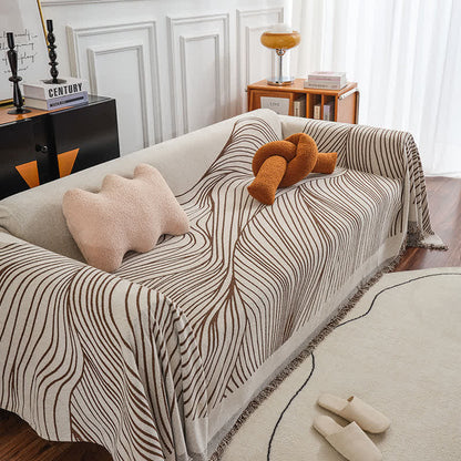 Ownkoti Chenille Abstract Stripe Sofa Protector