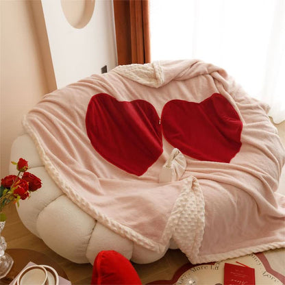 Valentine's Day Heart Print Decorative Blanket