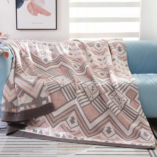 Ownkoti Reversible Design Geometric Pattern Cotton Blanket