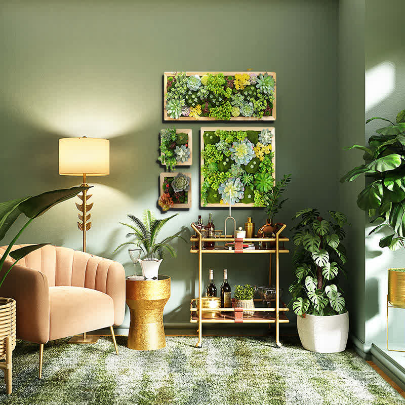 Artificial Succulent Framed Hanging Wall Art Decor Ownkoti 3