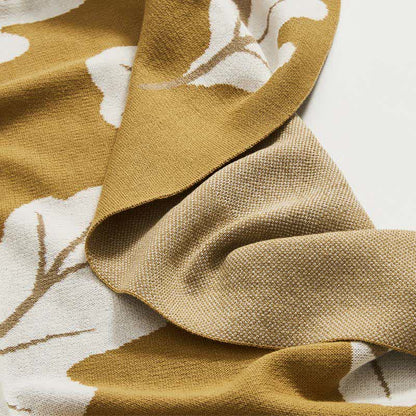 Ownkoti White Leaf Pattern Soft Cotton Blanket