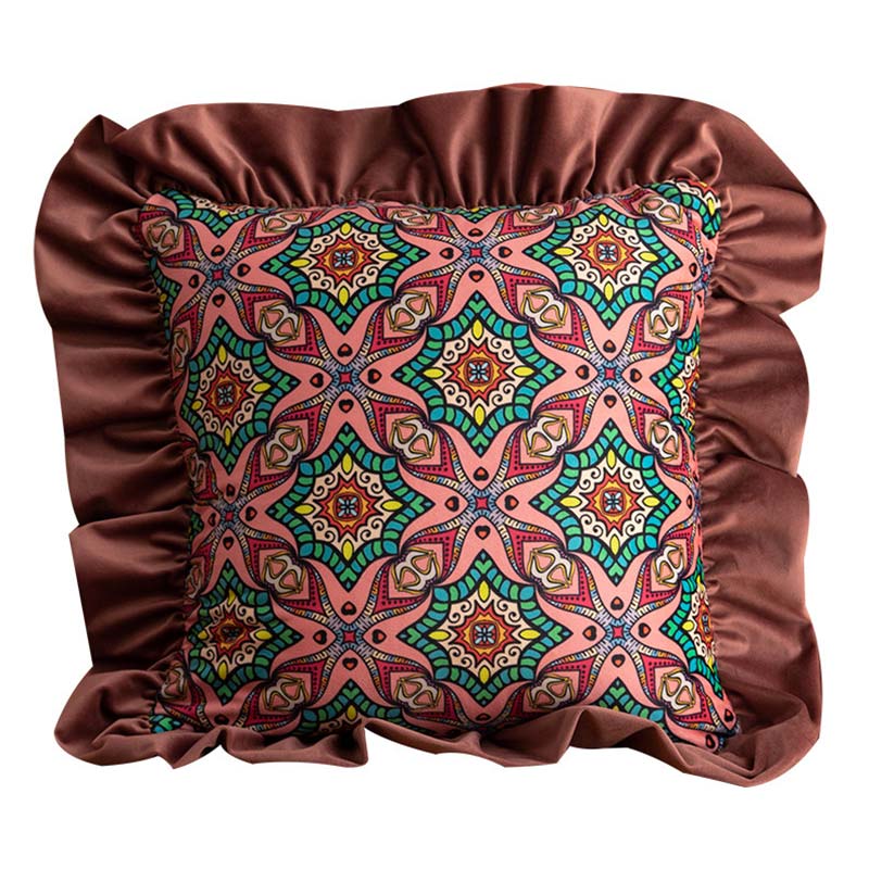 Morocco Abstract Pattern Sofa Couch Pillow Cover Pillowcase with Ruffle Brim