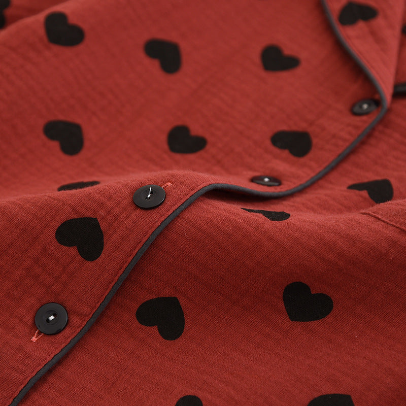 Heart Print Pure Cotton Pajama Set(3PCS)