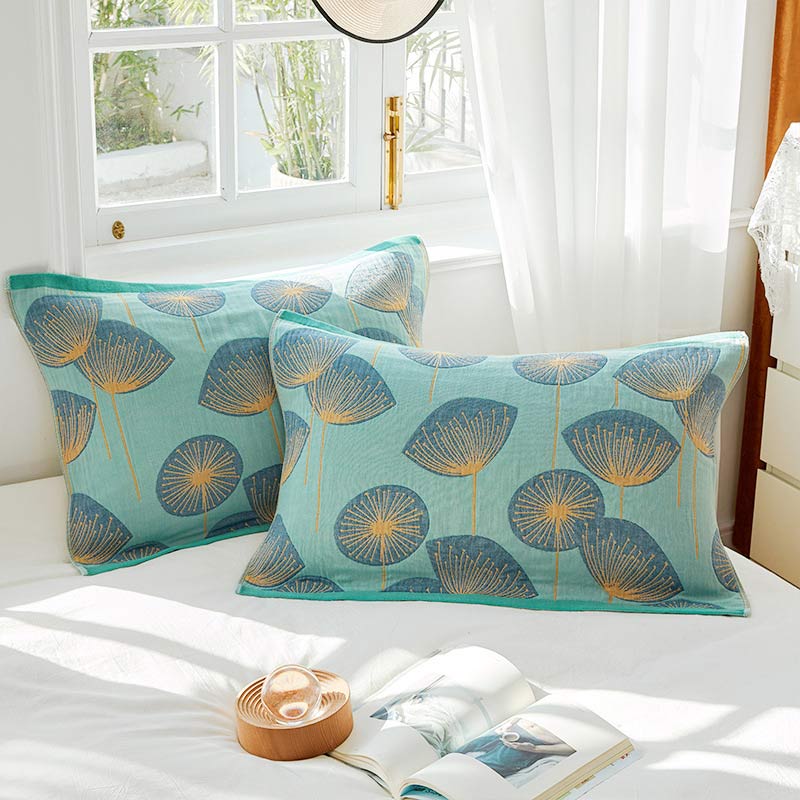 Dandelion Print Cotton Gauze Pillow Towel (2PCS)