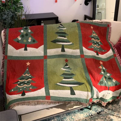 Christmas Tree Home Decor Tassel Blanket