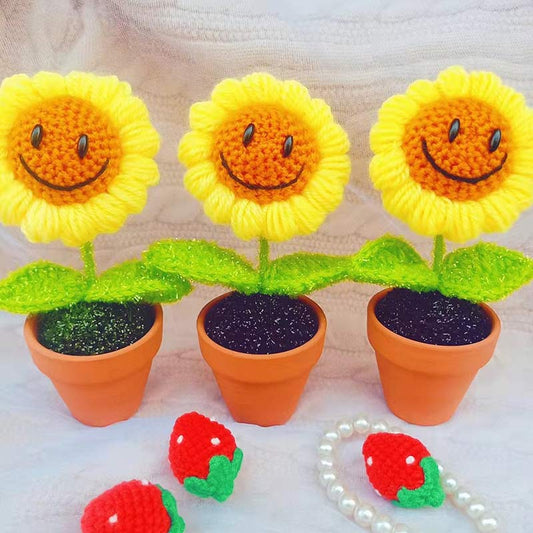 Crochet Smiley Sunflower Home Decor