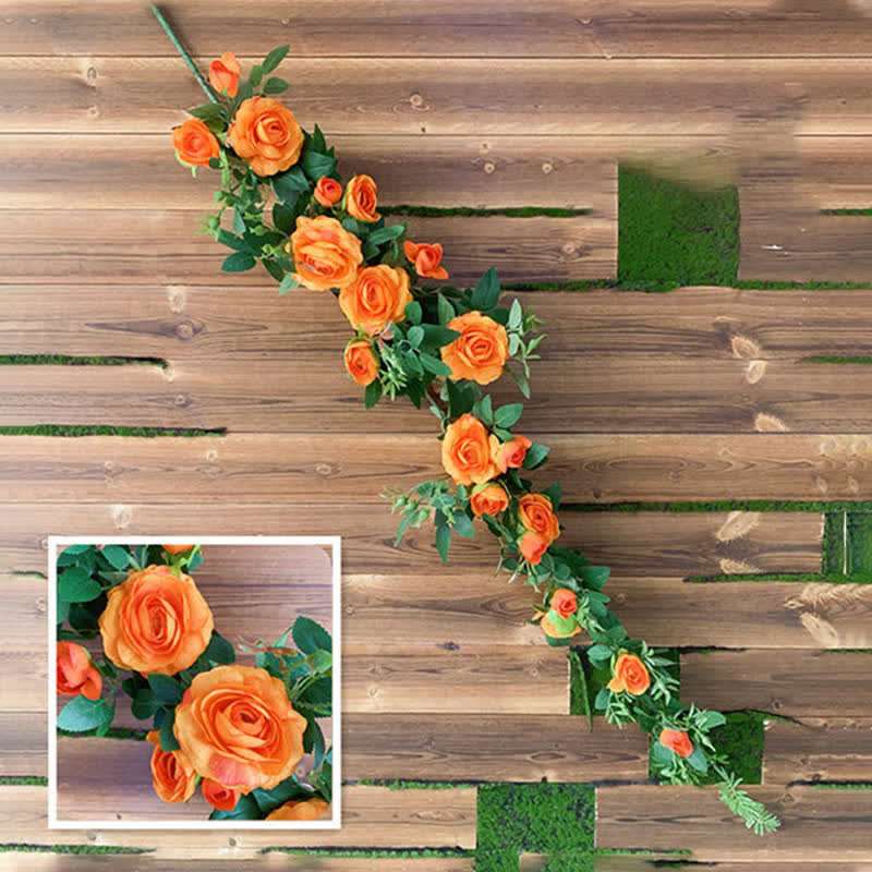 Artificial Rose Hanging Garden Wall Decor Decor Ownkoti Orange 2PCS