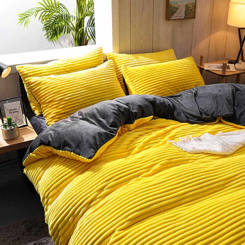Pure Color Thick Velvet Bedding Set