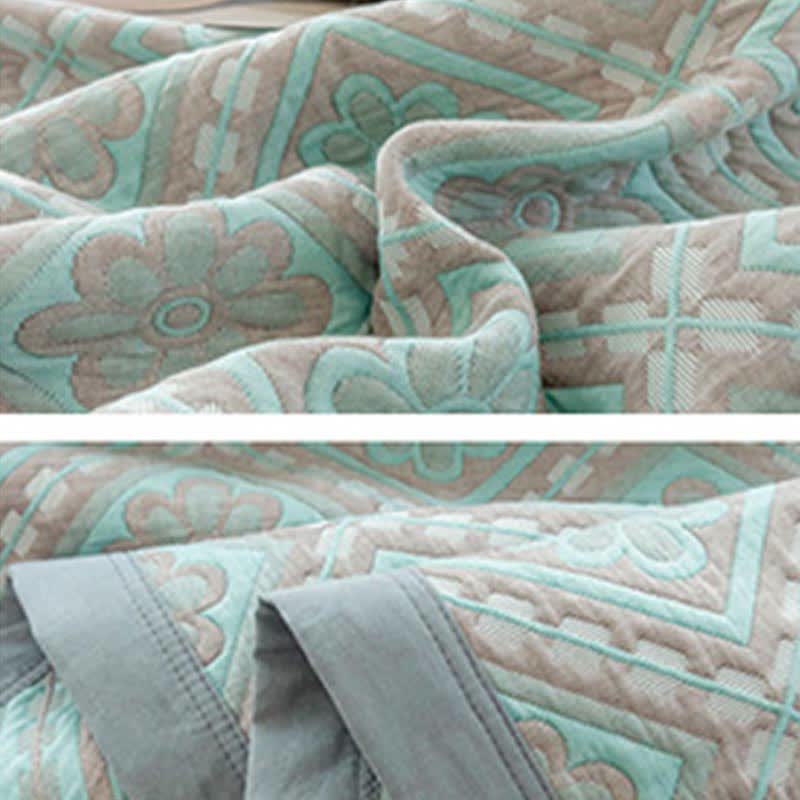 Quadrilateral & Flower Pure Cotton Reversible Quilt Quilts Ownkoti 4