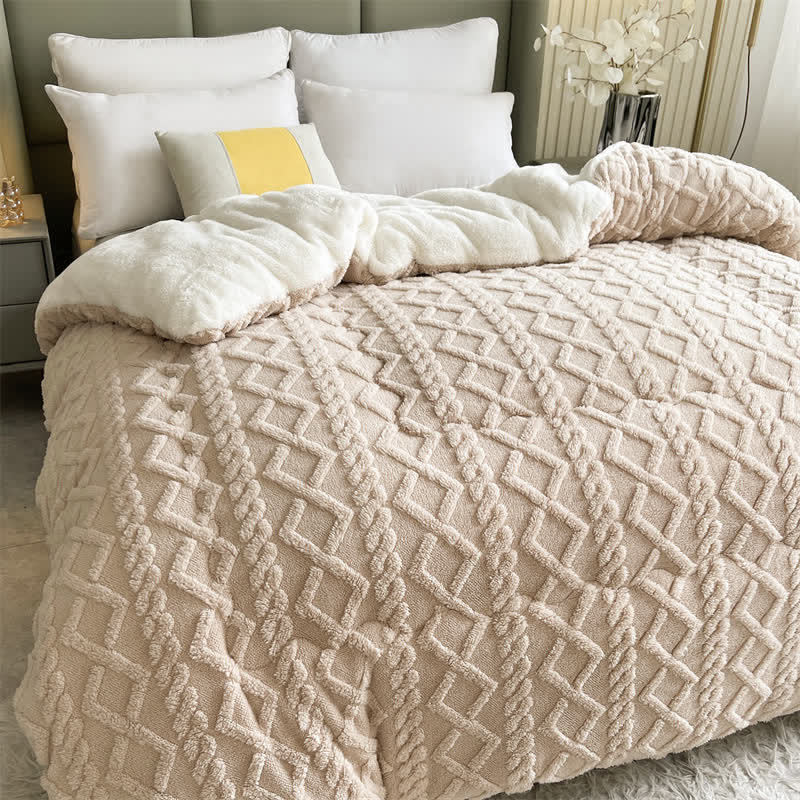 Jacquard Solid Color Comfy Fluffy Blanket ownkoti