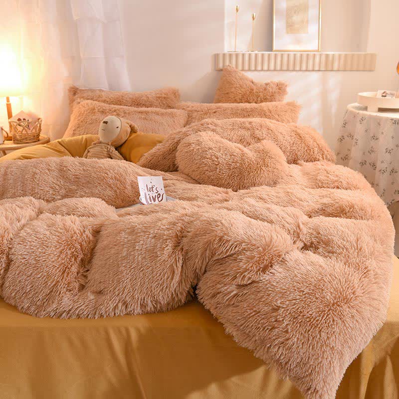 Fluffly Bedding Set Duvet Cover & Pillowcase Bedding Set Ownkoti Camel Queen