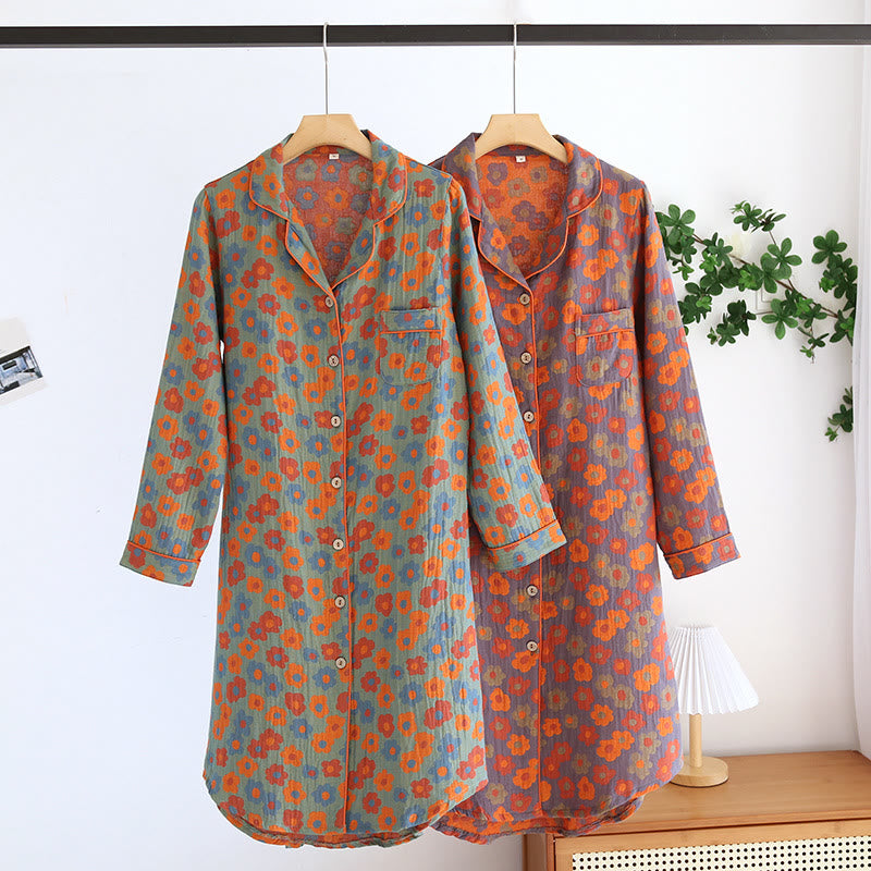 Flower Pattern Comfy Cotton Loungewear Nightdress