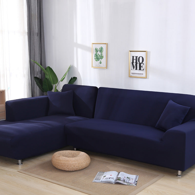 Solid Color Elastic Stretchable Sofa Cover Sofa Cover Ownkoti Navy 4-Seater 92" - 118" (235cm - 300 cm)