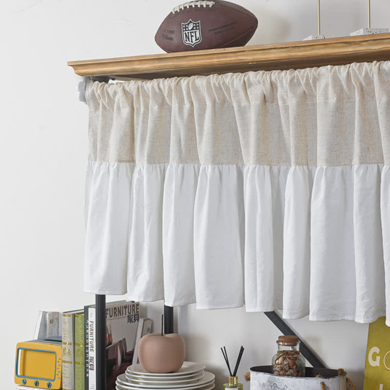 Solid Color Semi-shading Tier Curtain