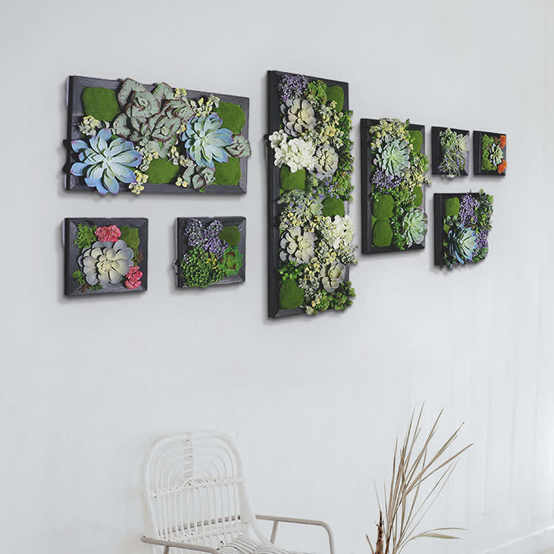 Artificial Succulent Flower Moss Wall Frame Decor Ownkoti 1