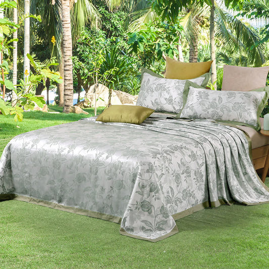 Rural Bamboo Fiber Coverlet Blanket & Pillowcases (3PCS) Coverlets Ownkoti Green King