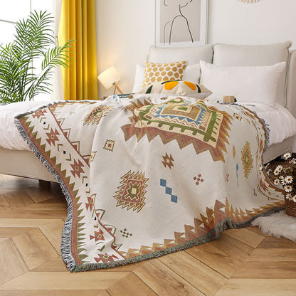 Bohemia Geometric Print Tassel Soft Blanket Blankets Ownkoti 1