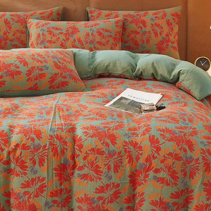 Leaf Pattern Duvet Cover Bedsheet & Pillowcases (4PCS) Bedding Set Ownkoti 5