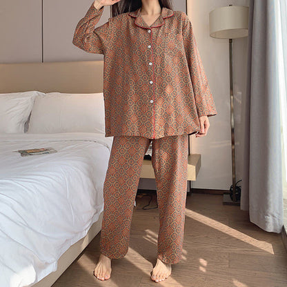 Retro Plus-size Breathable Cotton Pajama Set