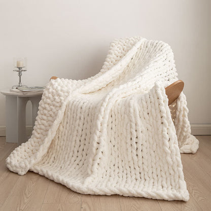 Solid Color Knitted Decorative Reversible Blanket