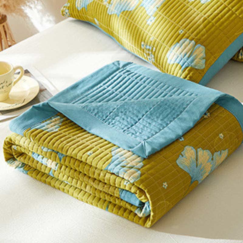 Retro Coverlet Blanket with Ginkgo Leaf Coverlets Ownkoti 3