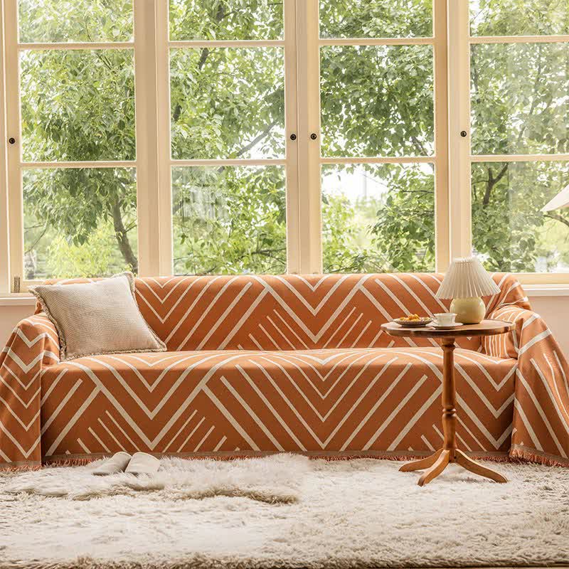 Ownkoti Diamond Stripe Multifunctional Blanket Sofa Protecto