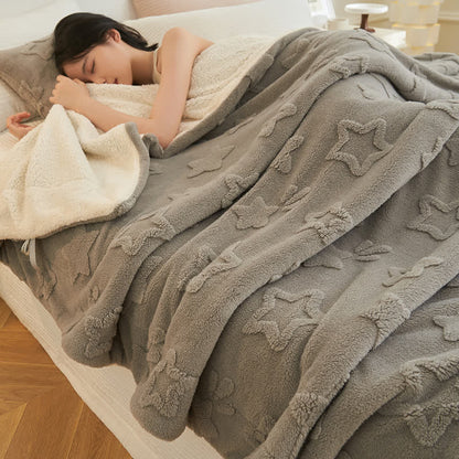Jacquard Star Warm Fluffy Fleece Blanket