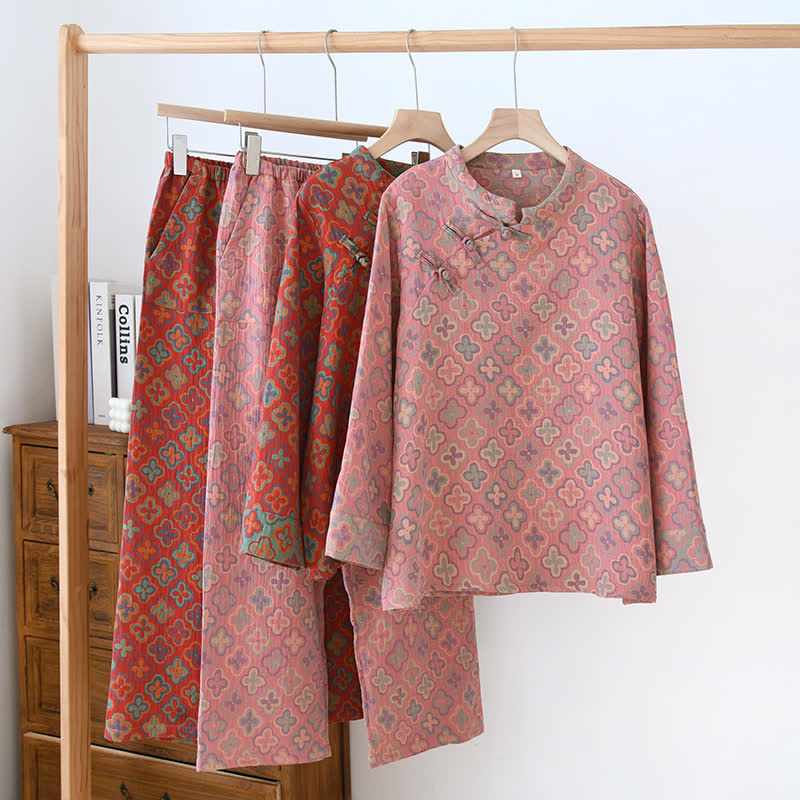 Yarn-dyed Jacquard Cotton Loungewear Set