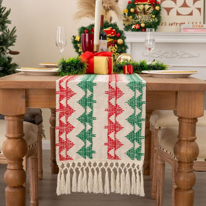 Bohemian Christmas Tree Tassel Table Runner