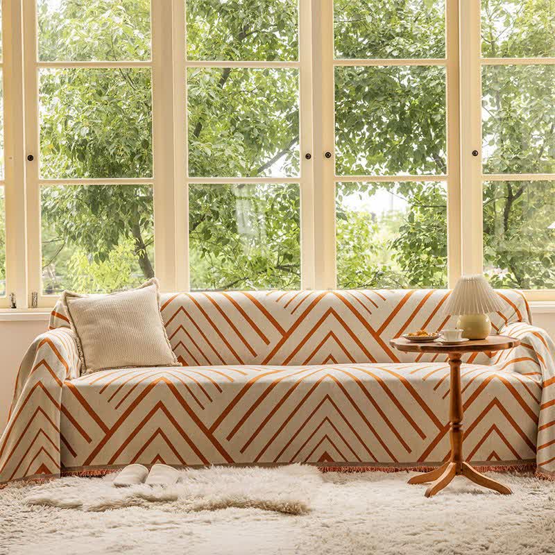 Ownkoti Diamond Stripe Multifunctional Blanket Sofa Protector