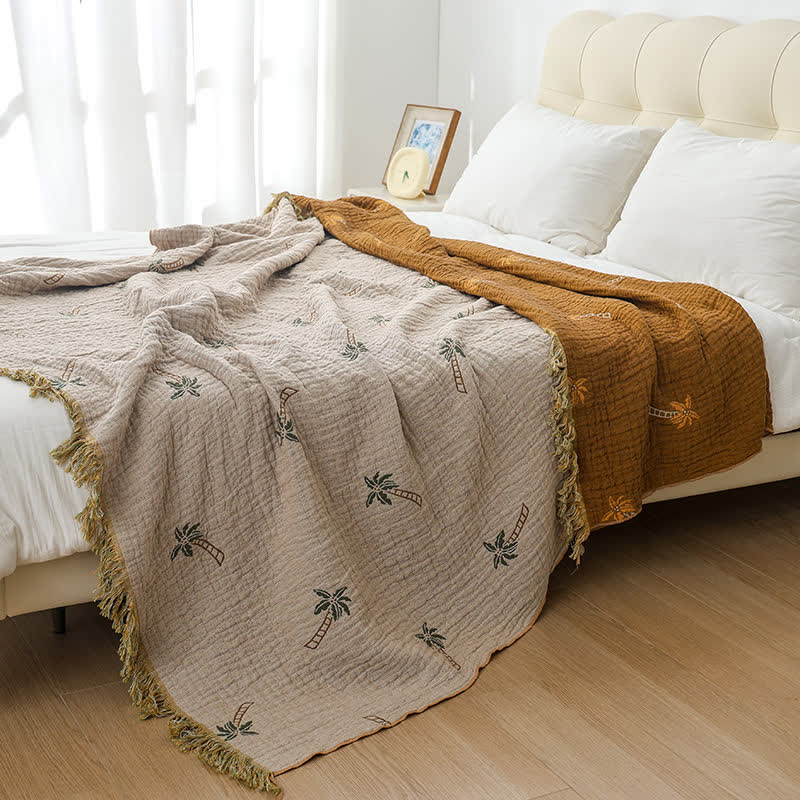 Coconut Palm Cotton Gauze Sofa Blanket
