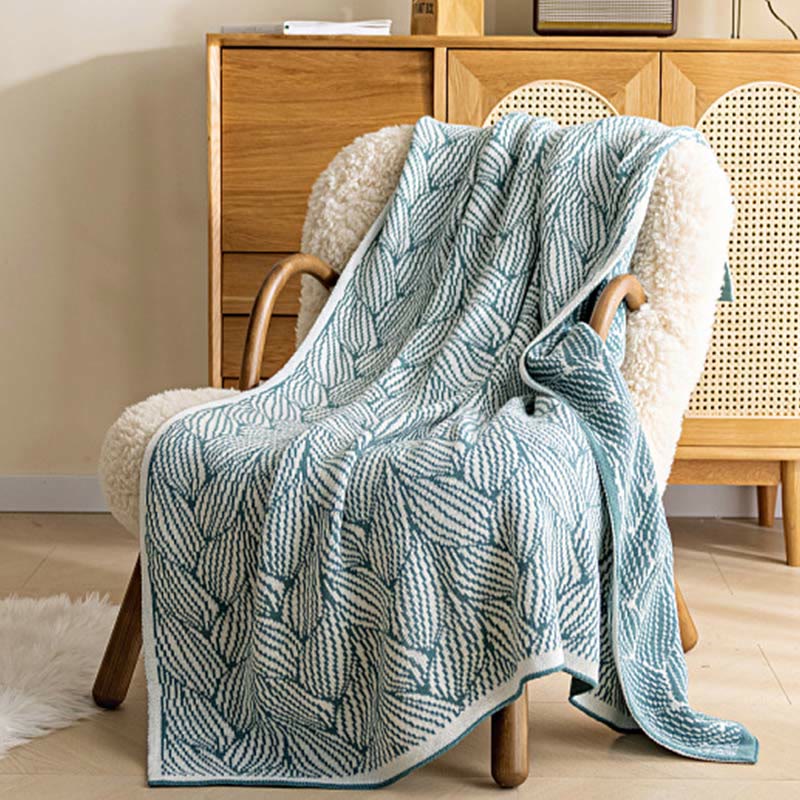 Leaf Pattern Soft Knitted Sofa Blanket ownkoti