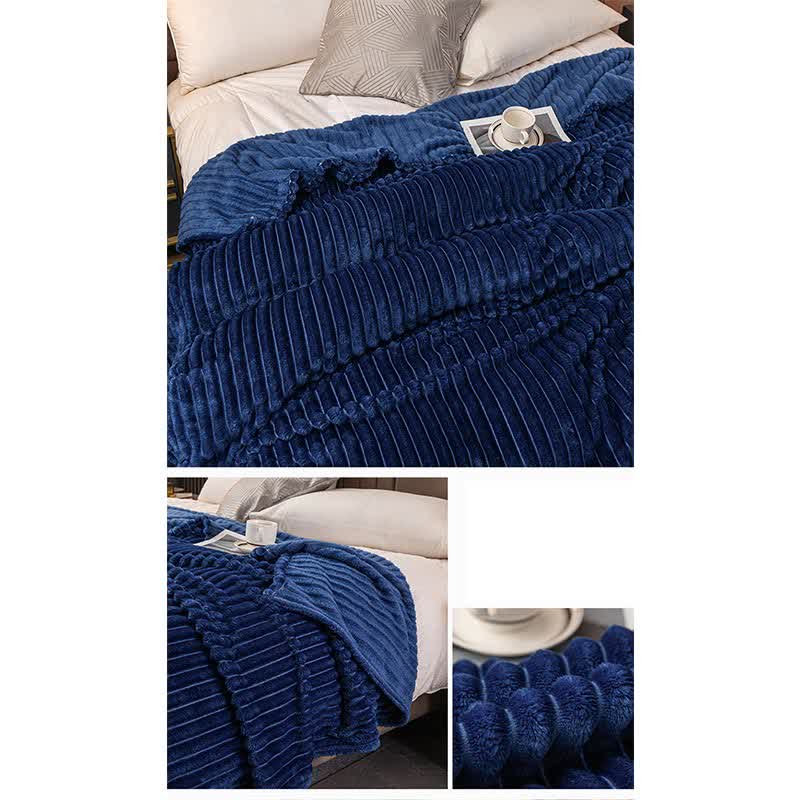 Solid Color Stripe Soft Throw Blanket Blankets Ownkoti 6