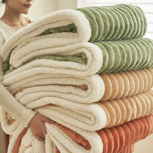 Stripe Cozy Warm Fluffy Fleece  Blanket