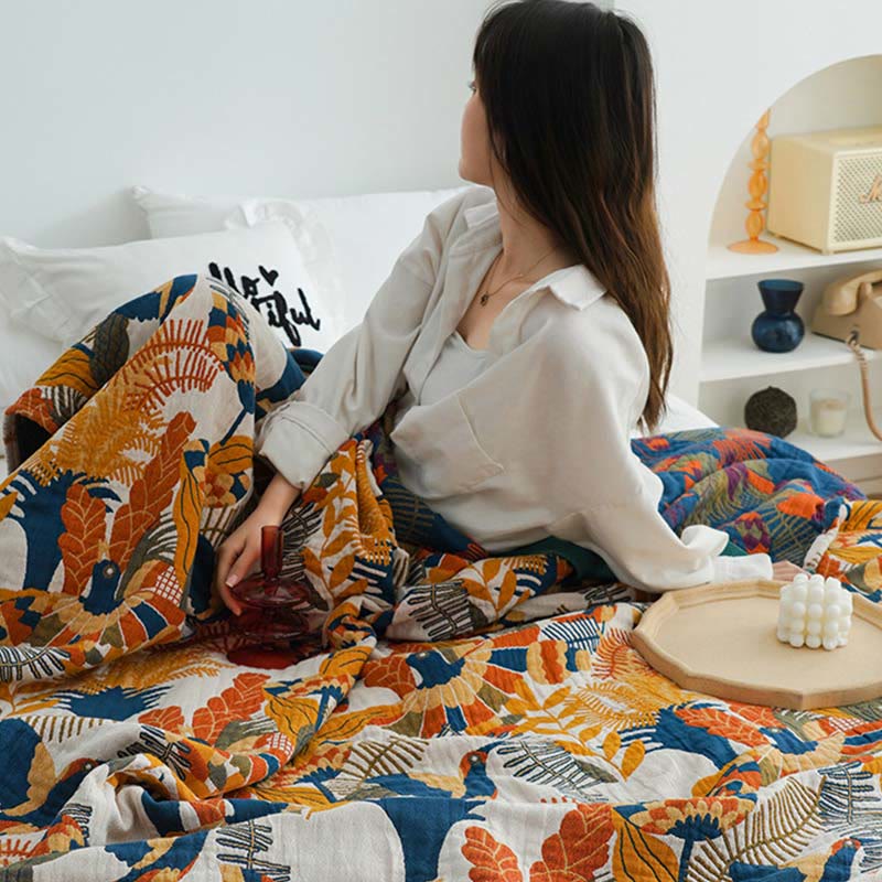 Ownkoti Soft Bird & Flower Cotton Reversible Quilt Quilts Ownkoti 1