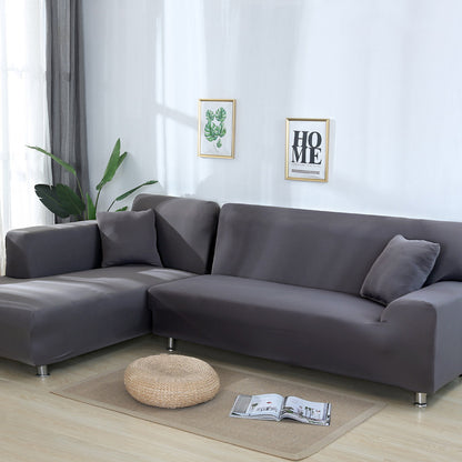 Solid Color Elastic Stretchable Sofa Cover Sofa Cover Ownkoti Gray 4-Seater 92" - 118" (235cm - 300 cm)