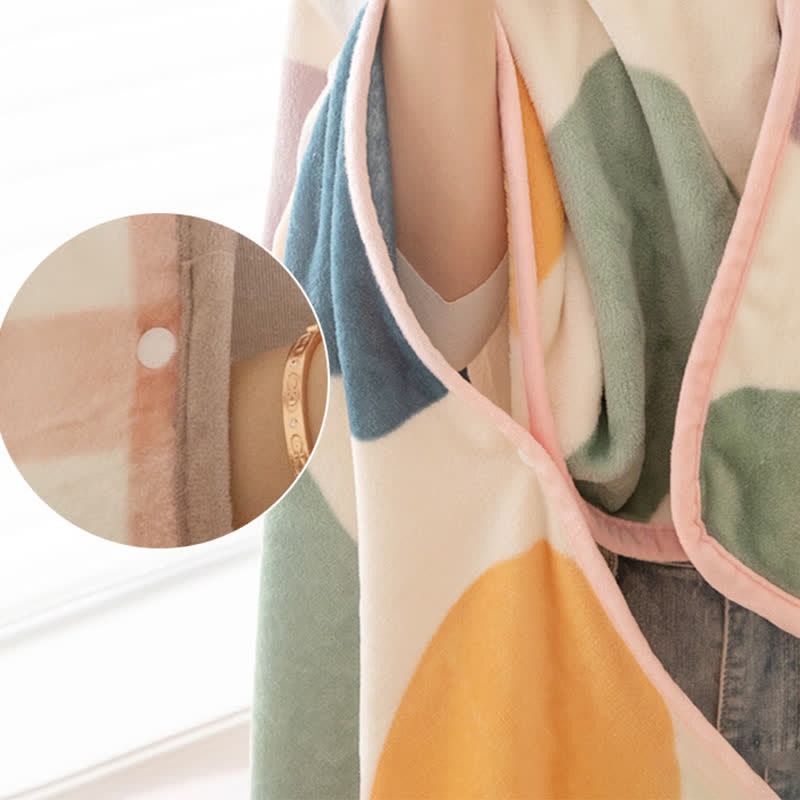 Colorful Pattern Warm Velvet Shawl Blanket