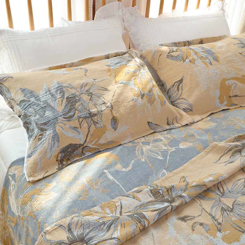 Floral Print Cotton Quilt & Pillow Towels(3PCS)
