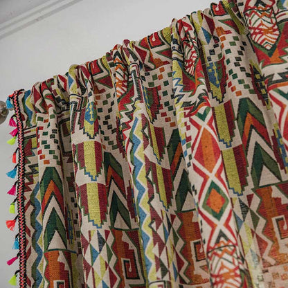 Multicolor Geometric Curtain Semi Blackout Drapes