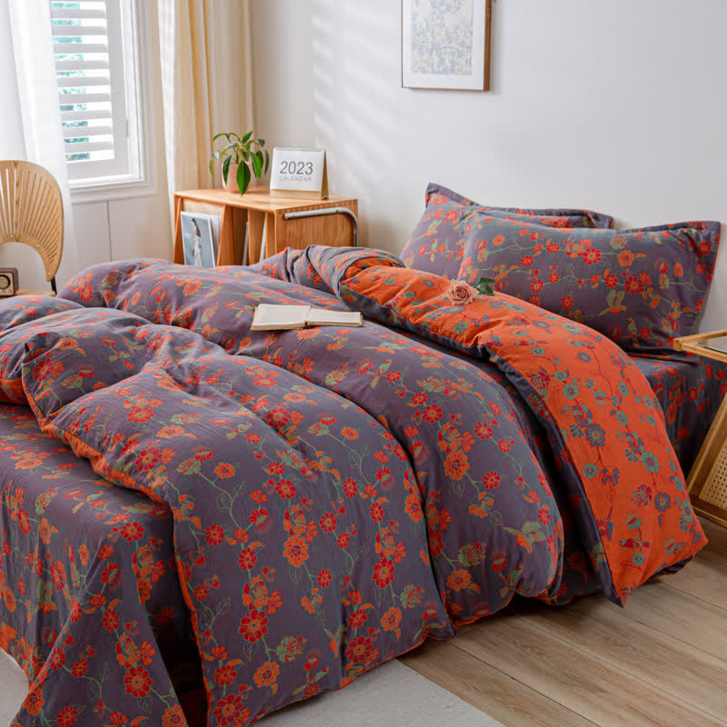 Blossoming Flower Duvet Cover Bedsheet & Pillowcases (4PCS) Bedding Set Ownkoti 3