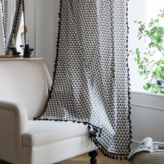 Triangle Pattern Cotton Linen Curtain