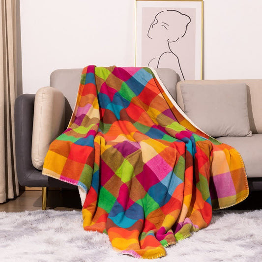 Ownkoti Colorful Plaid Pattern Thick Throw Blanket