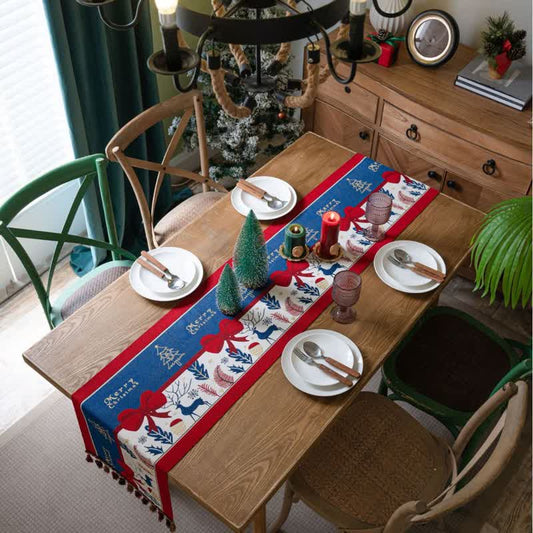 Luxurious Christmas Decor Tassel Table Runner