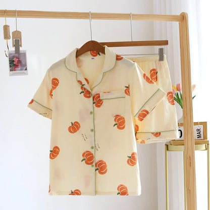 Simple Pumpkin Print Cotton Loungewear Set Loungewear Ownkoti Style 2 XL