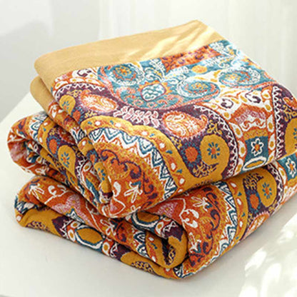 Boho Cotton Orange Reversible Sofa Blanket Blankets Ownkoti 3