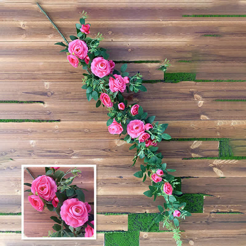 Artificial Rose Hanging Garden Wall Decor Decor Ownkoti Deep Pink 2PCS