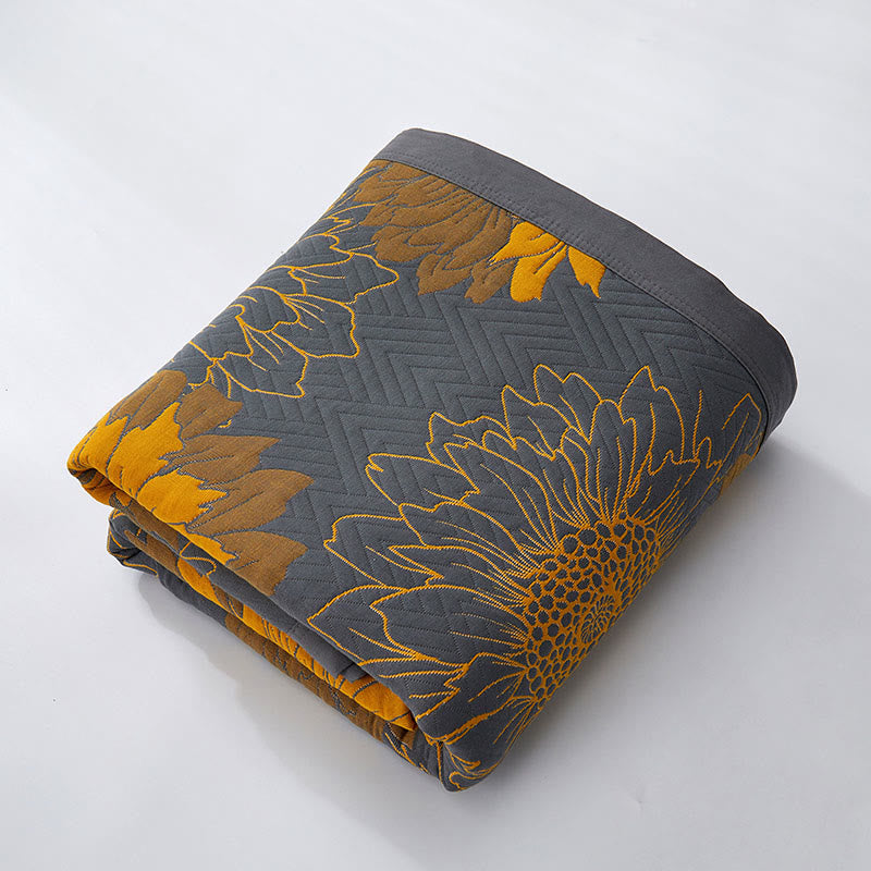 Sun Flower Flax Reversible Coverlet Blanket