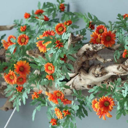 Artificial Flower Hanging Vine Daisy Leaves Decor Ownkoti Orange 12PCS