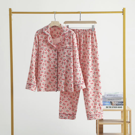 Cherry Breathable Cotton Gauze Loungewear Set