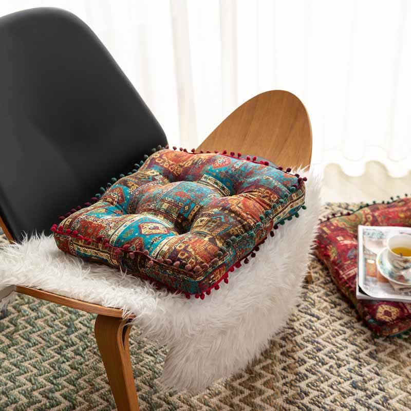 Retro Tassel Chair Pad Floor Cushion